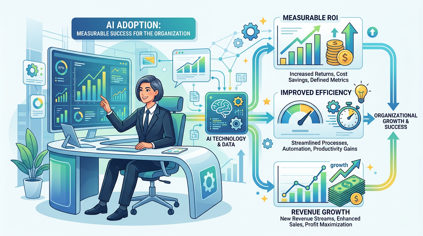 AI adopted where it delivers measurable ROI, efficiency, and revenue for an executive's organization